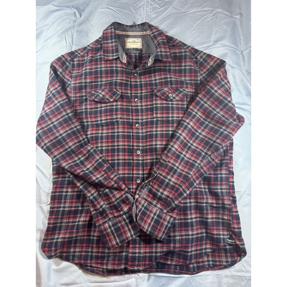 Flag & Anthem Men's Red White Blue Long Sleeve Flannel Button Up Size L